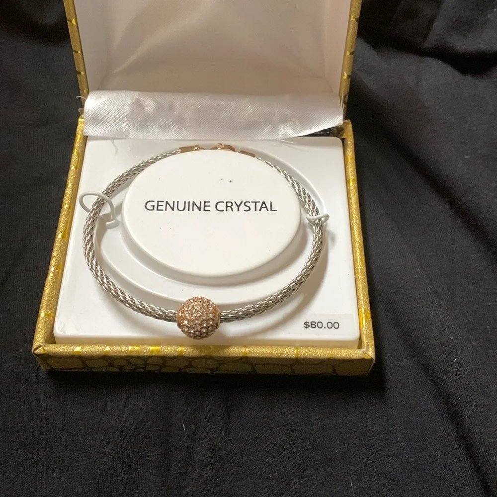 Source Unknown Silver Bracelet with Gold Crystal Bead - Picture 3 of 3